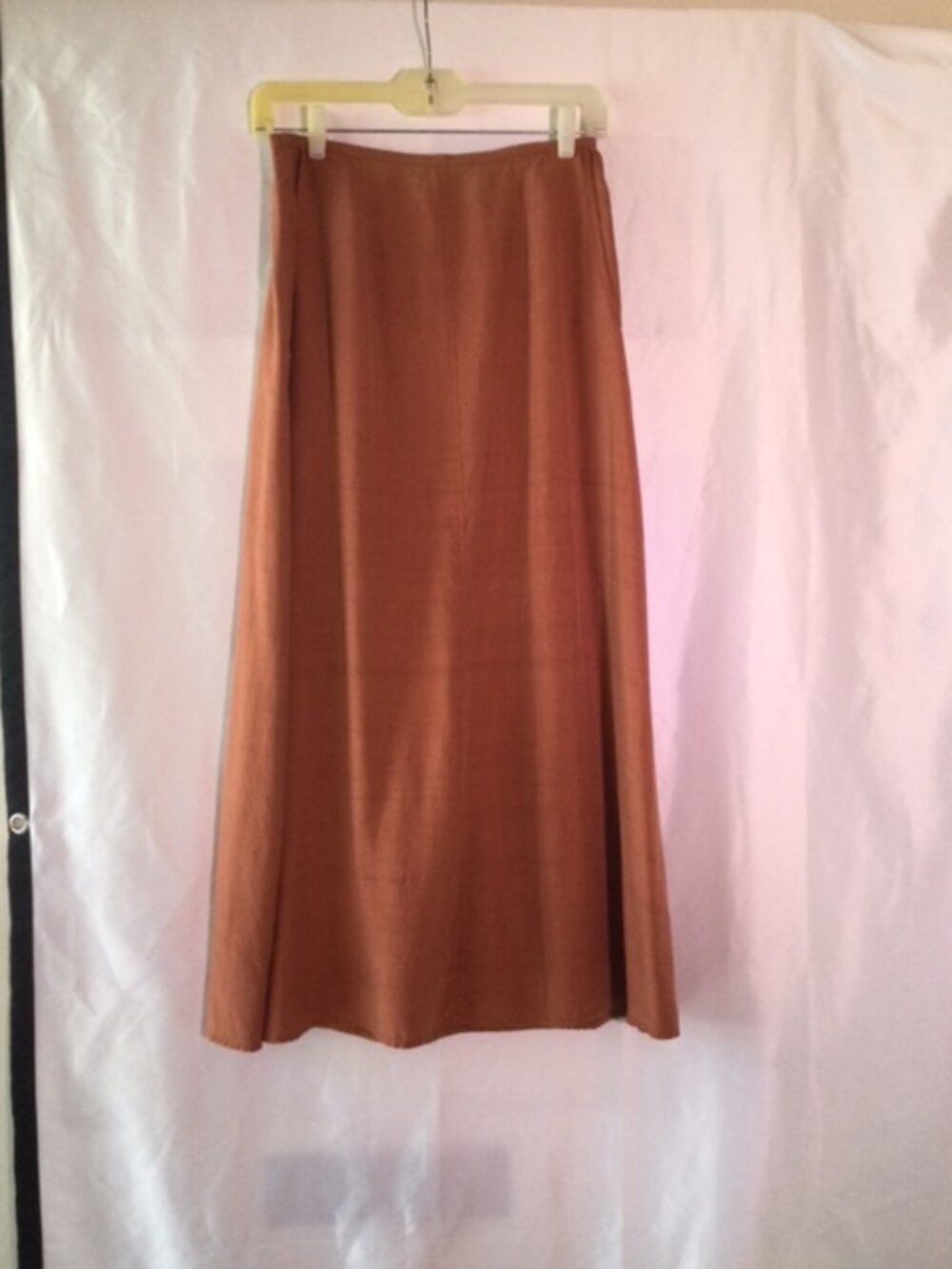August Silk Vintage 100% Silk Maxi Skirt Rust Copper Size 8